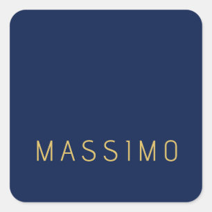 Modern Minimalist Blue Gold Professional Trendy Square Sticker