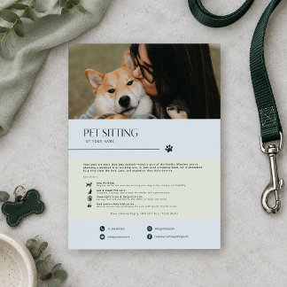 Modern Minimalist Blue Gray Dog Sitting Flyer