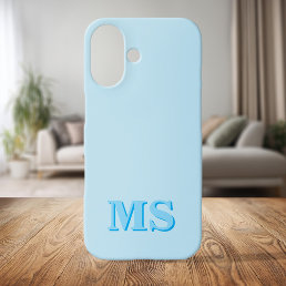 Modern Minimalist Blue Initial Monogram iPhone 16 Case