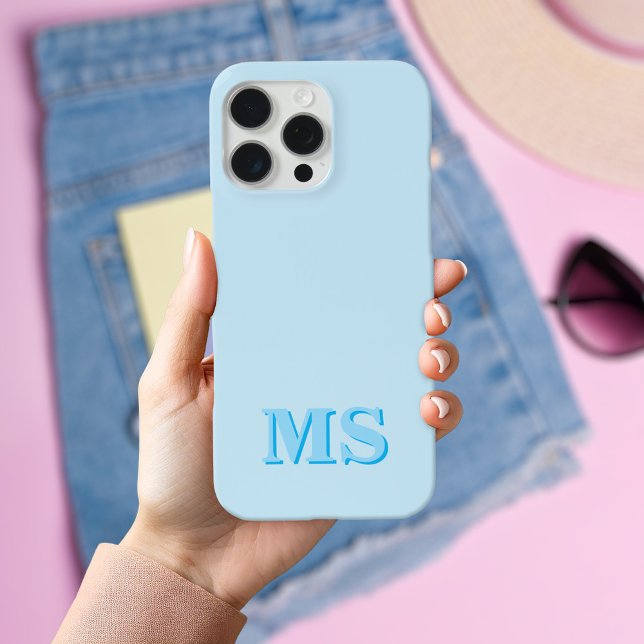 Modern Minimalist Blue Initial Monogram Case-Mate iPhone Case (Creator Uploaded)