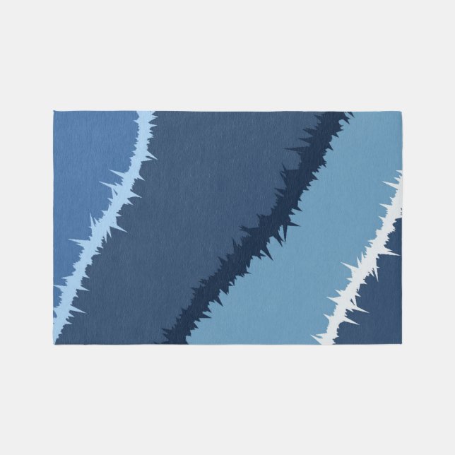 Modern Minimalist Blue Jay Abstract Art Rug (Front)