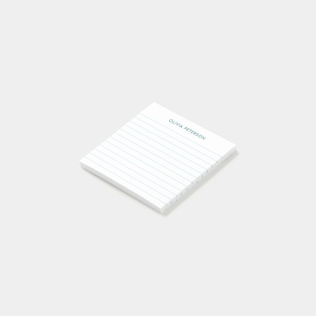 Modern Minimalist Blue Lined Sticky Post-it Notes (Angled)