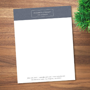 Modern Minimalist Blue Linen and Ivory Letterhead