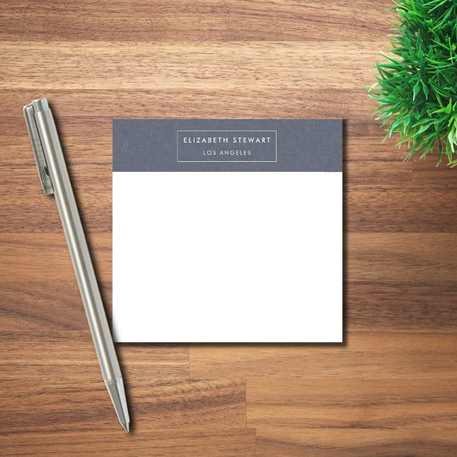 Modern Minimalist Blue Linen and Ivory Post-it Notes (Creator Uploaded)