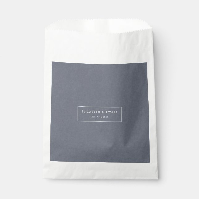 Modern Minimalist Blue Linen Favor Bag (Front)