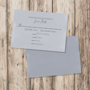 Modern Minimalist Blue Meal Choice RSVP Card