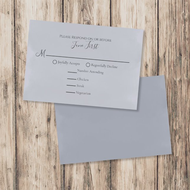 Modern Minimalist Blue Meal Choice RSVP Card (Modern minimalist blue meal choice RSVP card with clean design and easy-read typography.)