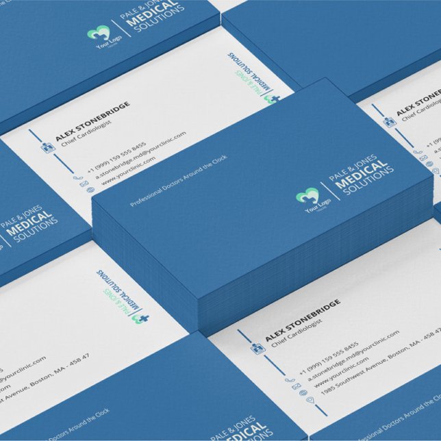 Modern Minimalist Blue Medical Professional Business Card (Creator Uploaded)