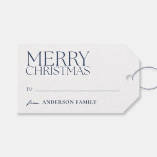 Modern Minimalist Blue Merry Christmas Gift Tags