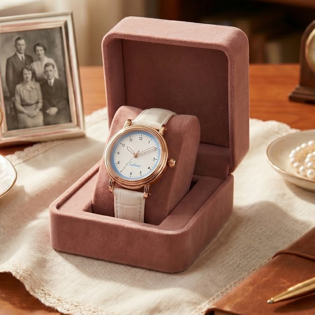 Modern Minimalist Blue Modern Custom Name Grandma  Watch (Modern and Minimalist Blue Modern Custom Name Grandma Watch)