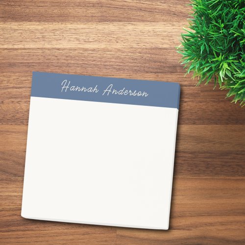 Modern Minimalist Blue Monogram Full Name Post_it Notes