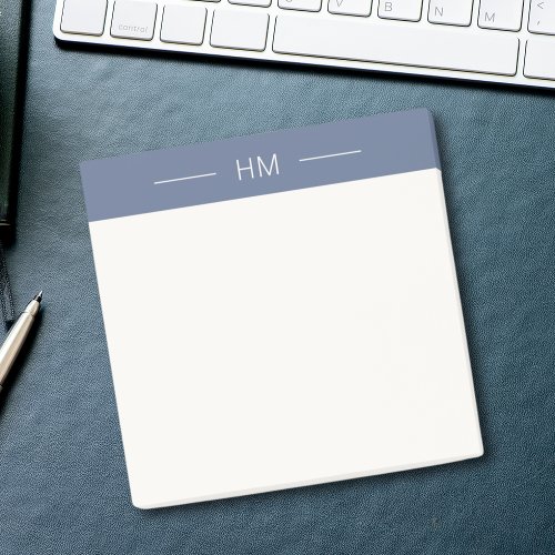 Modern Minimalist Blue Monogram initials Post_it Notes