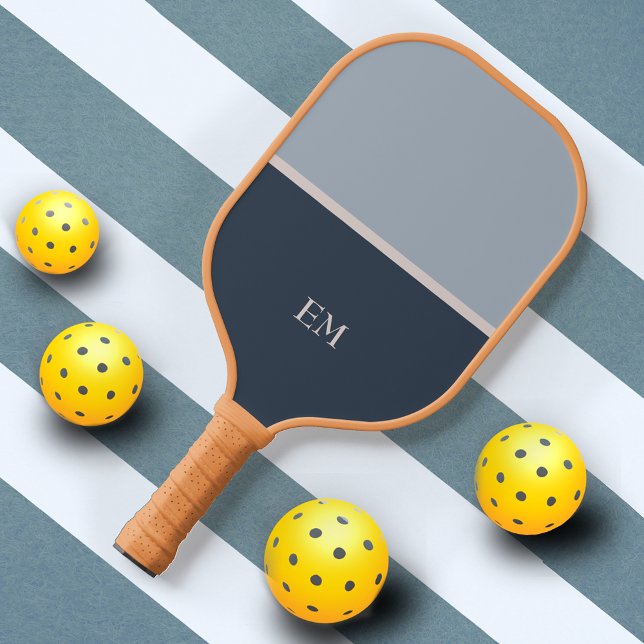 Modern Minimalist Blue Monogrammed Initials Pickleball Paddle (Creator Uploaded)
