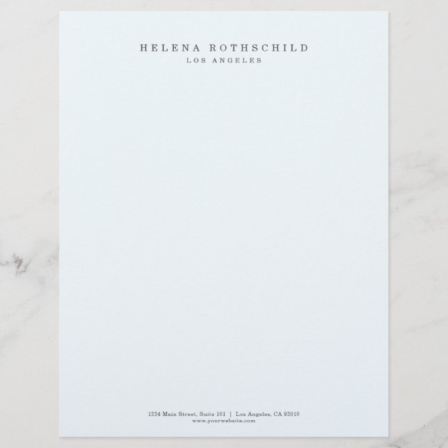 Modern Minimalist Blue Professional Business Letterhead (Front)