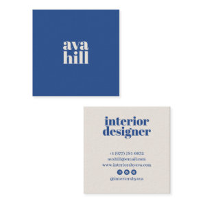 Modern Minimalist Blue Professional Logo Stylish Square Business Card