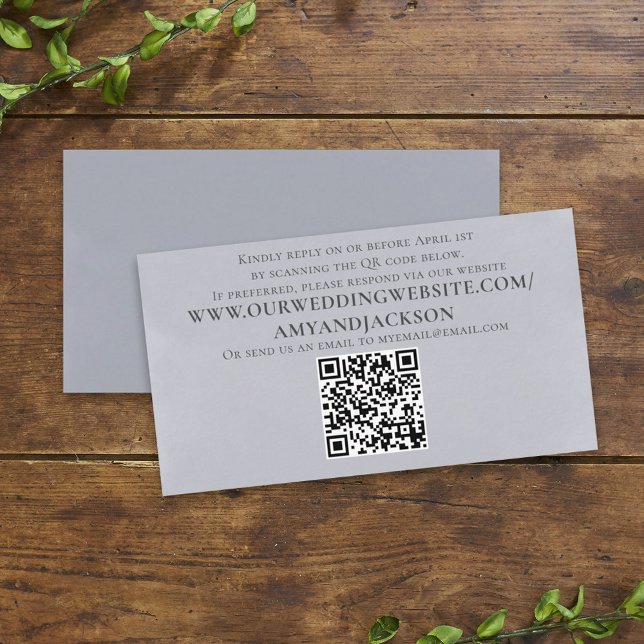 Modern Minimalist Blue QR Code Wedding Website Enclosure Card (Modern minimalist blue QR code enclosure card for wedding website and RSVP details.)