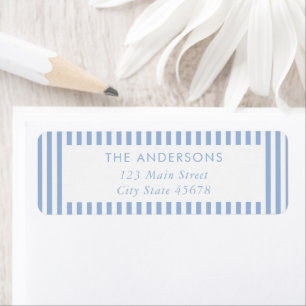 Modern Minimalist Blue Stripes Return Address Label