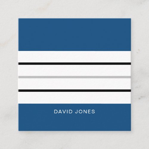 Modern Minimalist Blue Stripes Square Business Card