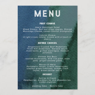 Modern Minimalist Blue Teal Menu