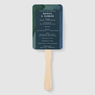 Modern Minimalist Blue Teal Program Hand Fan