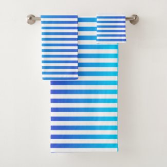 Modern Minimalist Blue Turquoise Ombre Stripes