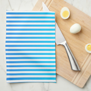 Modern Minimalist Blue Turquoise Ombre Stripes Kitchen Towel