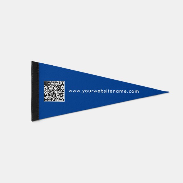  Modern Minimalist Blue Website QR Code Pennant Flag (Front)