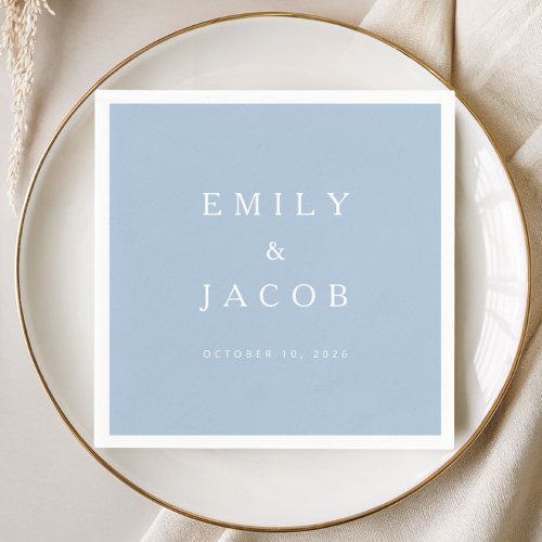 Modern Minimalist Blue Wedding Napkins
