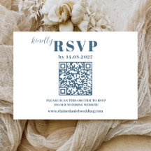 Modern Minimalist blue Wedding RSVP card