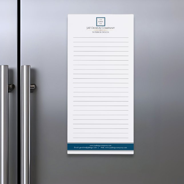 Modern Minimalist Blue White Business Logo Magnetic Notepad (Creator Uploaded)
