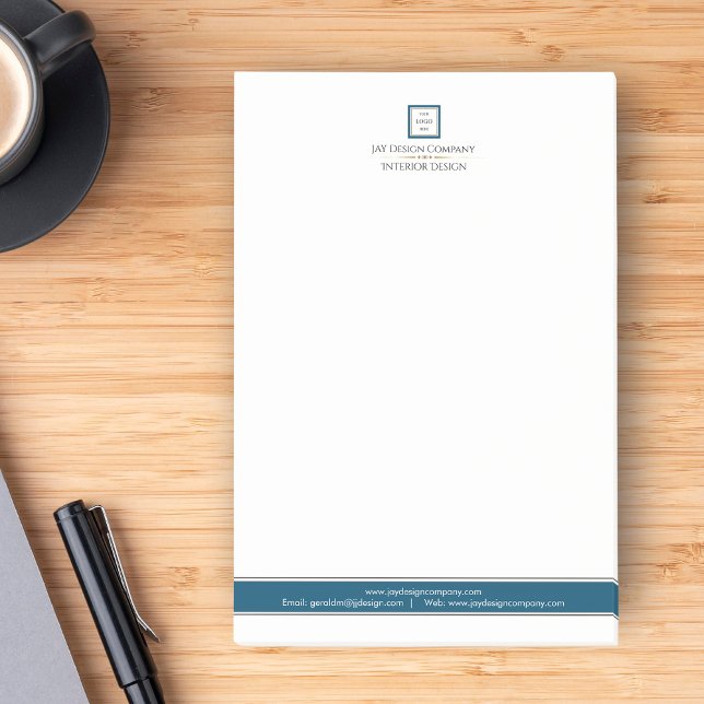 Modern Minimalist Blue White Logo Business Post-it Notes (Creator Uploaded)