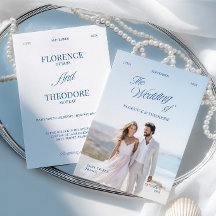 Modern Minimalist Blue & White Photo Wedding