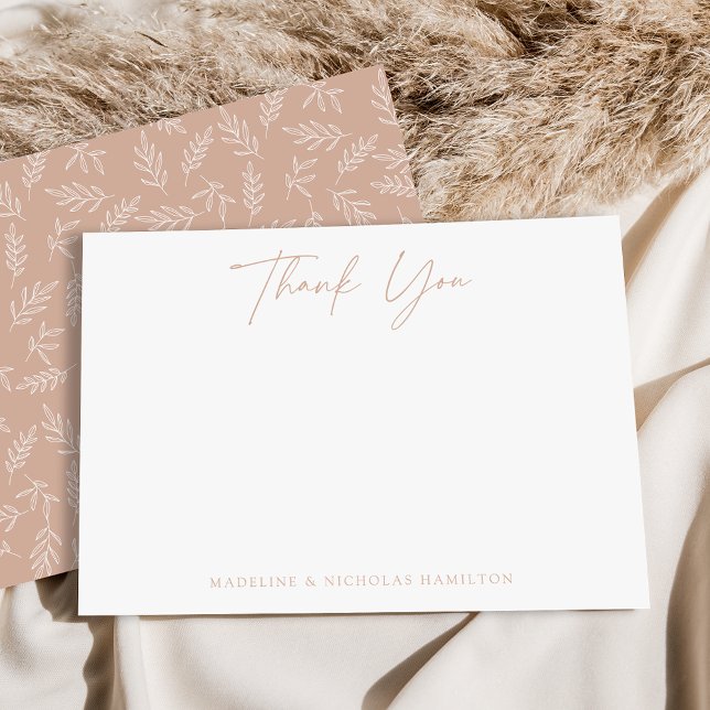 Modern Minimalist Blush Botanical Thank You Note Card (Creator Uploaded)