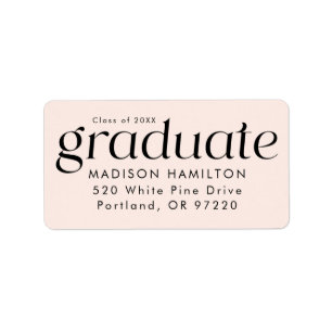 Modern Minimalist Blush Graduation Return Address Label
