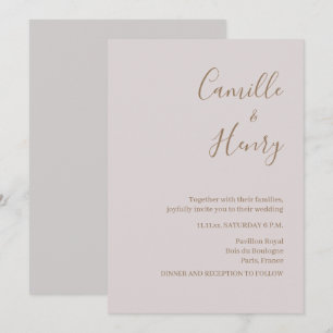 Modern Minimalist Blush Gray Wedding Invitation
