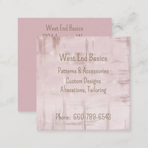 Modern Minimalist Blush Pink and Rose Gold  Square Business Card
