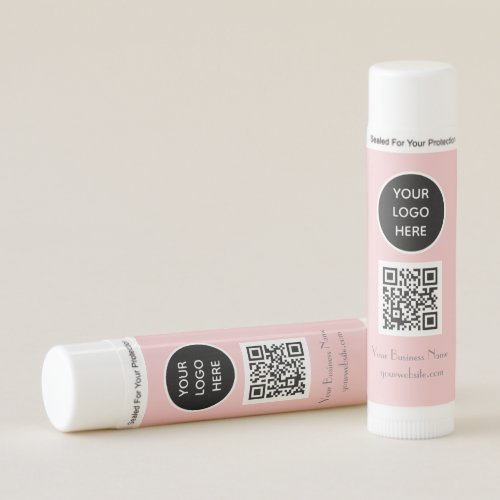 Modern Minimalist Blush Pink Custom logo QR Code Lip Balm