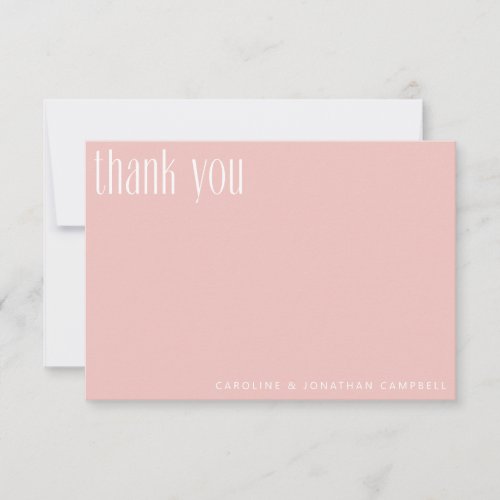 Modern Minimalist Blush Pink Custom Wedding Thank You Card