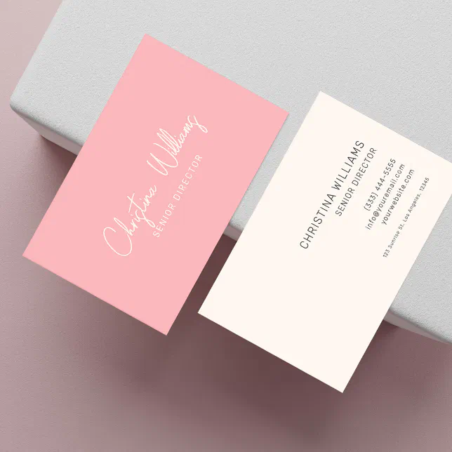 Modern Minimalist Blush Pink Professional Elegant Business Card | Zazzle