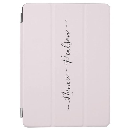 Modern Minimalist Blush Pink Script Custom Name iPad Air Cover