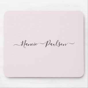 Modern Minimalist Blush Pink Script Custom Name Mouse Pad