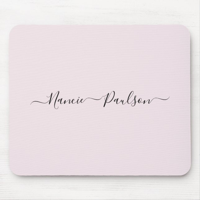 Modern Minimalist Blush Pink Script Custom Name Mouse Pad (Front)