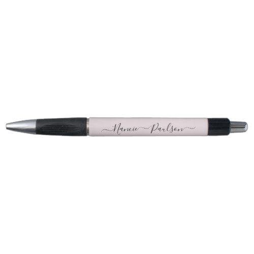 Modern Minimalist Blush Pink Script Custom Name Pen