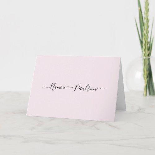 Modern Minimalist Blush Pink Script Custom Name Thank You Card