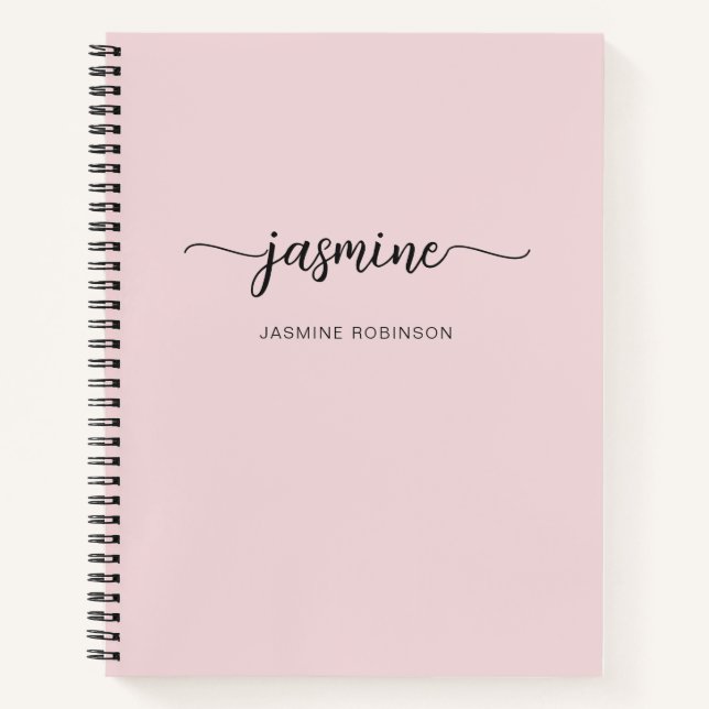 Modern Minimalist Blush Pink Script Monogram Name  Notebook (Front)
