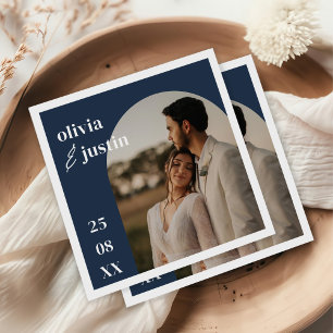 Modern Minimalist Boho Arch Photo Wedding Napkins