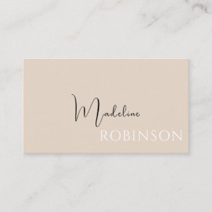 Modern Minimalist Boho Beige Script Business Card