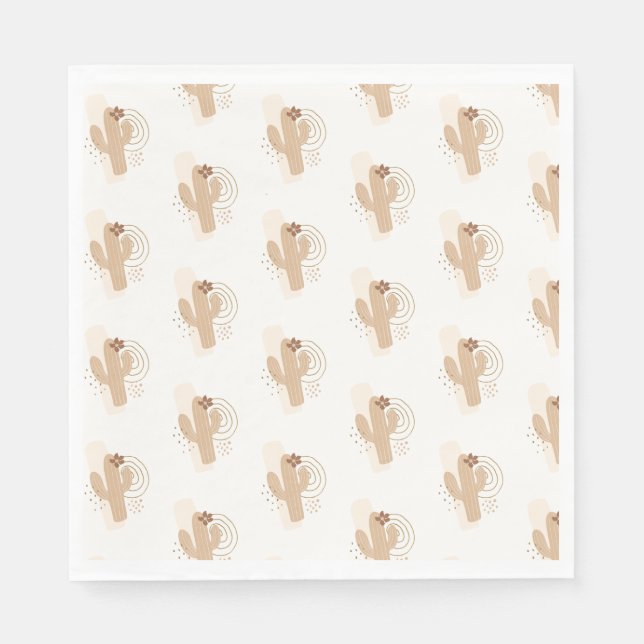Modern Minimalist Boho Desert Cactus Baby Shower Napkins (Front)