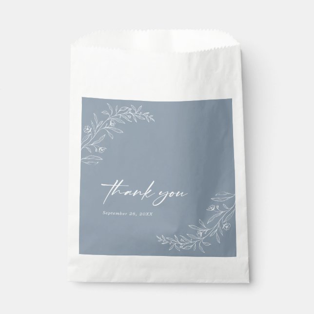 Modern Minimalist Boho Dusty Blue  Wedding Favor Bag (Front)