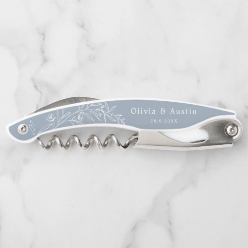 Modern Minimalist Boho Dusty Blue Wedding Favors Waiters Corkscrew